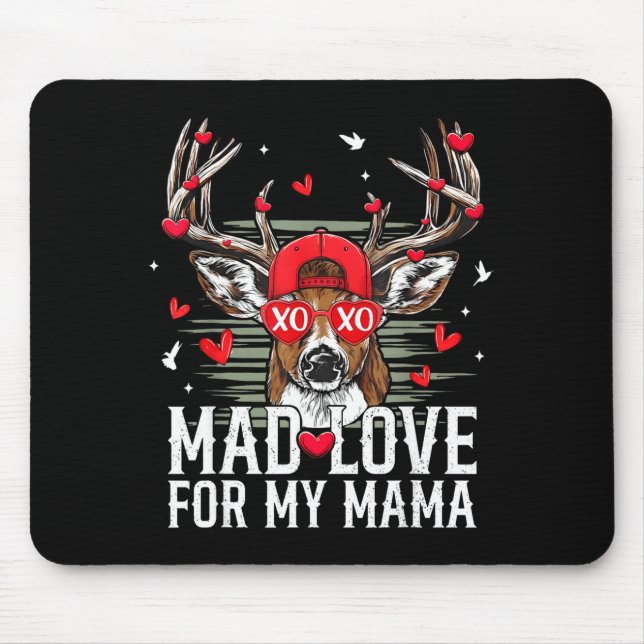 Tapis De Souris Mad Retro Love For My Mama Deer Hunting Boys Valen (Devant)