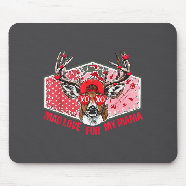 Tapis De Souris Mad Retro Love For My Mama Deer Hunting Boys Valen (Devant)