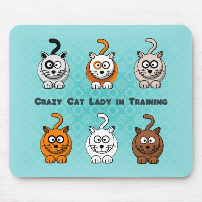 Tapis De Souris Madame folle In Training Mousepad de chat (Devant)