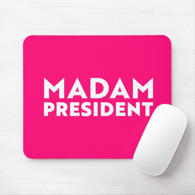 Tapis De Souris Madame la Présidente typographie moderne blanc ros (Avec souris)