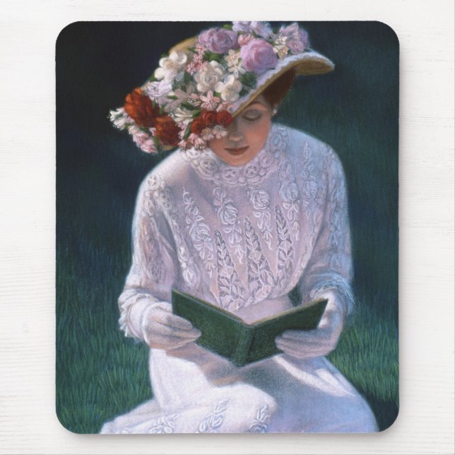 Tapis De Souris Madame victorienne Reading de beaux-arts élégants (Devant)