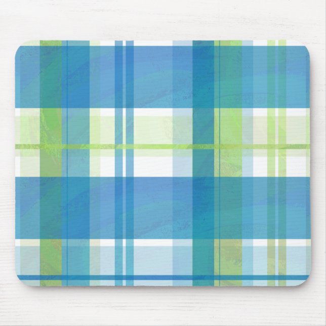 Tapis De Souris Madras Plaid Green and Blue (Devant)