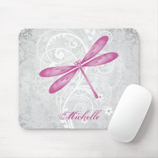 Tapis De Souris Magenta Dragonfly Personnalisé Pad de souris (Avec souris)