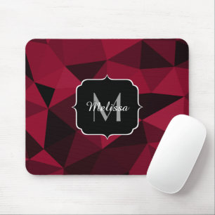 Tapis De Souris Magenta rose rouge noir géométrie motif Monogramme