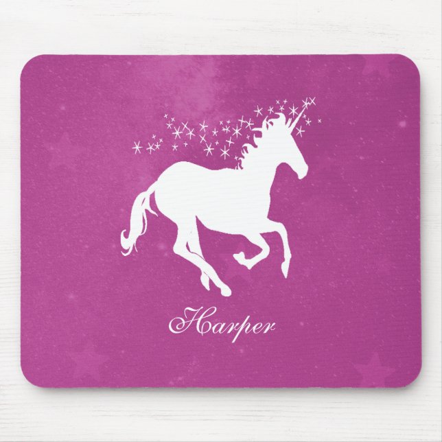 Tapis De Souris Magenta Unicorne Personnalisé Pad Souris (Devant)