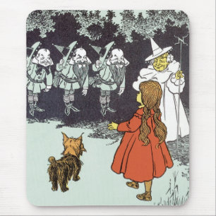 Tapis De Souris Magicien d'Oz vintage Dorothy Toto Glinda Munchkin
