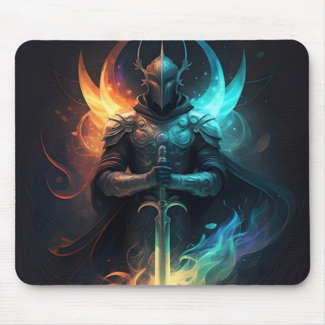 Tapis De Souris Magie elfe : Chevalier avec épée enchantée (Devant)
