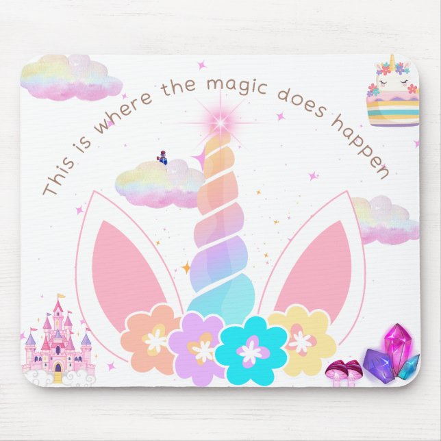Tapis De Souris Magique Pastel Unicorn Pad souris (Devant)