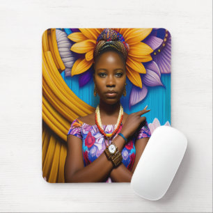 Tapis De Souris Magnifique femme africaine avec montre