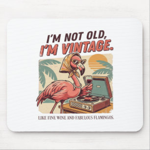 Tapis De Souris Magnifique Flamant Rose Rétro Vin Je ne suis pas v