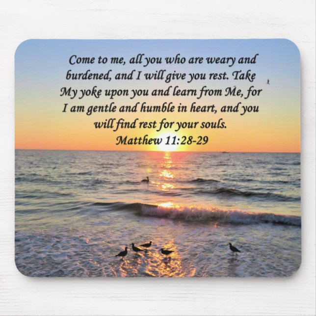 TAPIS DE SOURIS MAGNIFIQUE MATTHEW 11:28 DESIGN PHOTO SUNRISE (Devant)