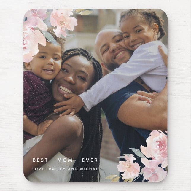 Tapis De Souris Magnifique Meilleure maman jamais Blush Floral Pho (Devant)