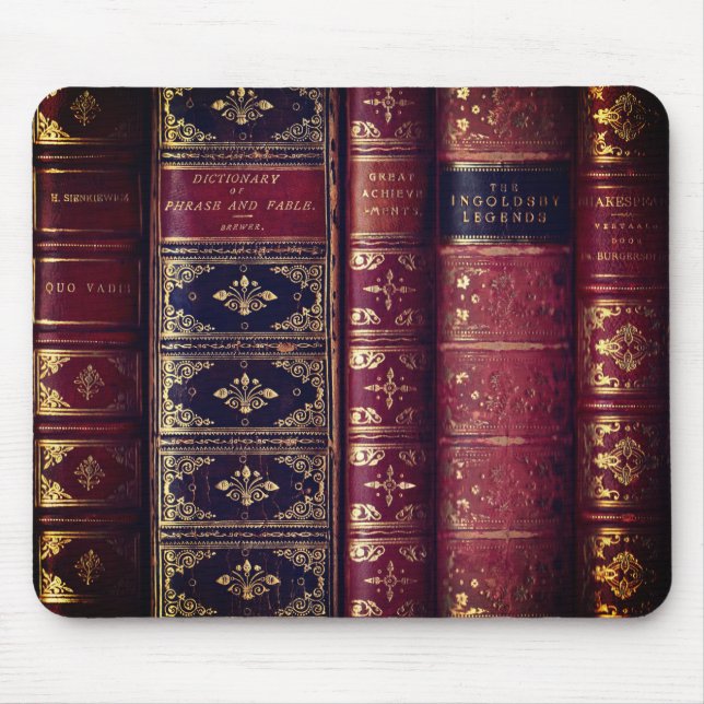 Tapis De Souris Magnifique Très Vieux Livre Spines Pad Souris (Devant)