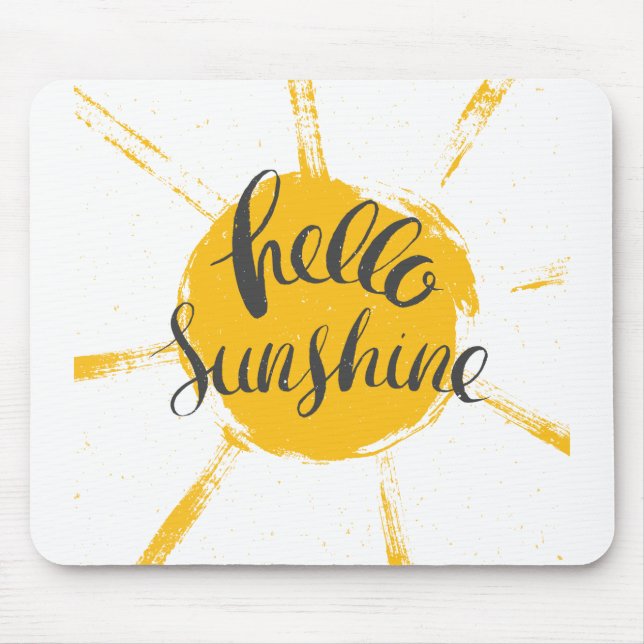 Tapis De Souris Main Jaune Dessinée Sun Hello Sunshine Image Texte (Devant)