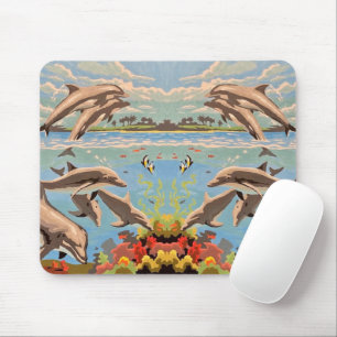 Tapis De Souris Main Painted by Number   Dolphins  