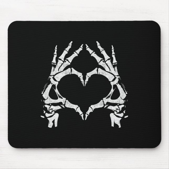 Tapis De Souris Mains de coeur de squelette - Halloween - Mains de (Devant)
