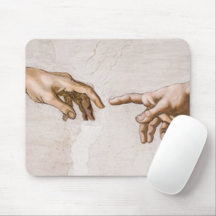 Tapis De Souris Mains de Dieu le Père et Adam par Michel-Ange