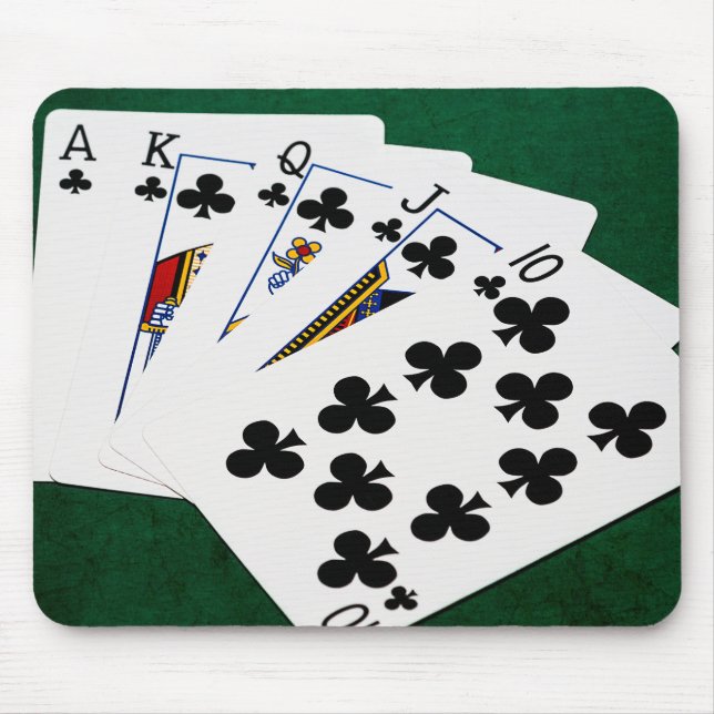 Tapis De Souris Mains de poker - Brosse royale - Costume de clubs (Devant)