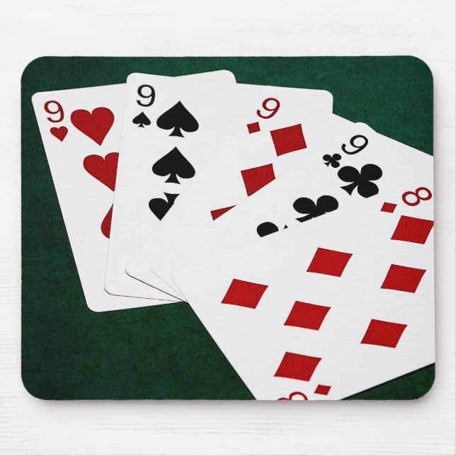 Tapis De Souris Mains de Poker - Carré - Neuf et Huit (Devant)