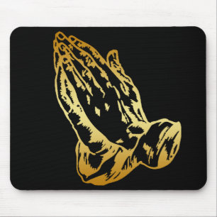 TAPIS DE SOURIS MAINS DE PRIÈRE D'OR
