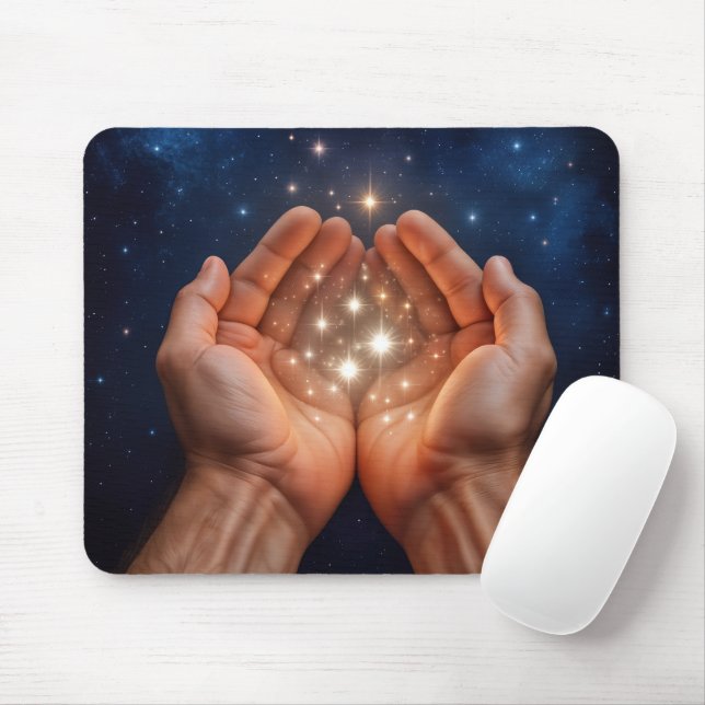 Tapis De Souris Mains tenant des étoiles de nuit (Avec souris)