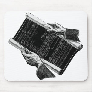 Tapis De Souris Mains w Architectural Blueprints, Vintage Business