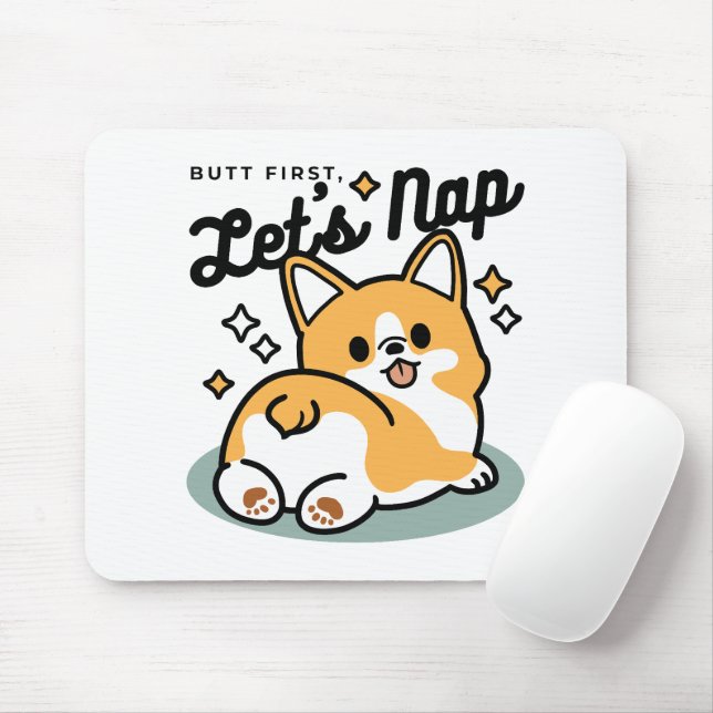 Tapis De Souris Mais d'abord, Nappons - mignon Caricature à bouton (Avec souris)
