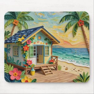 Tapis De Souris Maison de plage Art océanique côtier