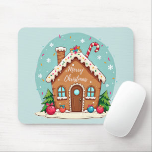 Tapis De Souris Maison en pain d'épices de Whimsical scène de Noël