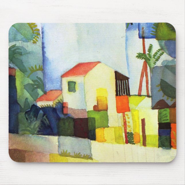 Tapis De Souris Maison lumineuse par August Macke (Devant)