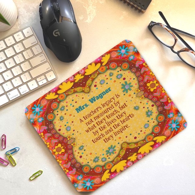 Tapis De Souris Maisonnettes Jaunes Professeur Inspirationnel d'In (Créateur téléchargé)