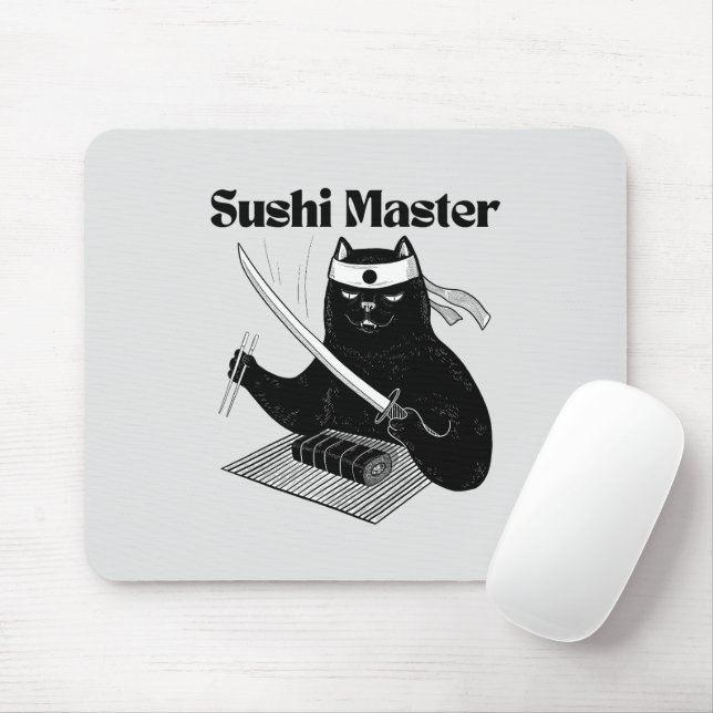 Tapis De Souris maître sushi, chat sushi (Avec souris)