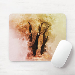 Tapis De Souris Majestic Homme African Elephant Walking Aquarelle