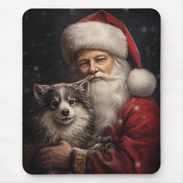 Tapis De Souris Malamute d'Alaska avec Noël du Père Noël (Devant)