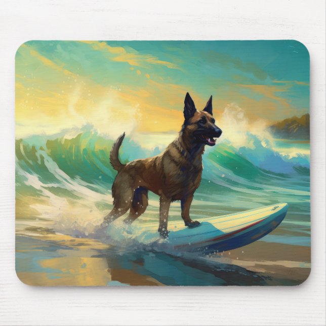 Tapis De Souris Malinoi Beach Surf Peinture belge (Devant)