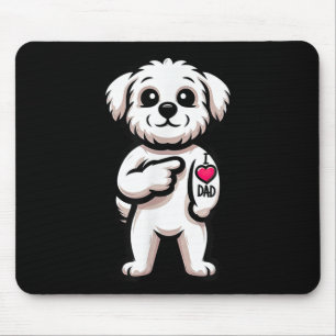 Tapis De Souris Maltais J'Aime Papa Drôle Chien Tatouage _1