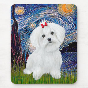 Tapis De Souris Maltese 8 chiots - Nuit étoilée