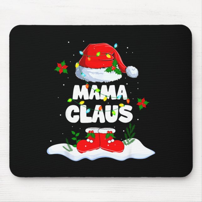 Tapis De Souris Mama Claus Santa Matching Family Christmas Lights  (Devant)