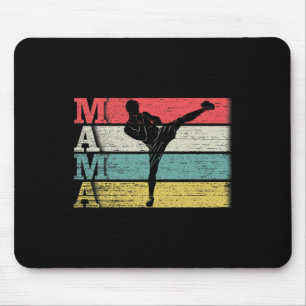Tapis De Souris Maman de kickboxing rétro vintage silhouette de ki