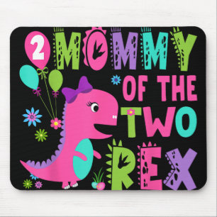Tapis De Souris Maman Des Deux Rex 2e Anniversaire Dinosaur T-r