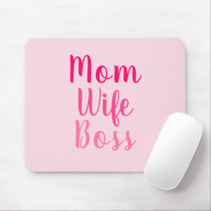 Tapis De Souris Maman Femme Boss rose script personnalisé élégant 