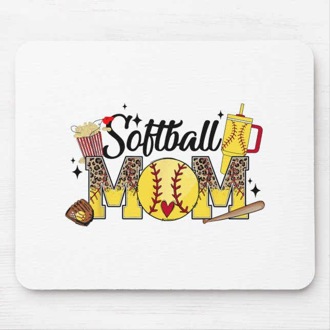 Tapis De Souris Maman Jeu Vibes Fête des mères Femmes Softball Mam (Devant)