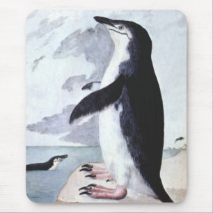 Tapis De Souris Manchot à jugulaire vintage, Oiseaux d'Antarctique