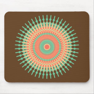 Tapis De Souris Mandala design vert, orange indienne