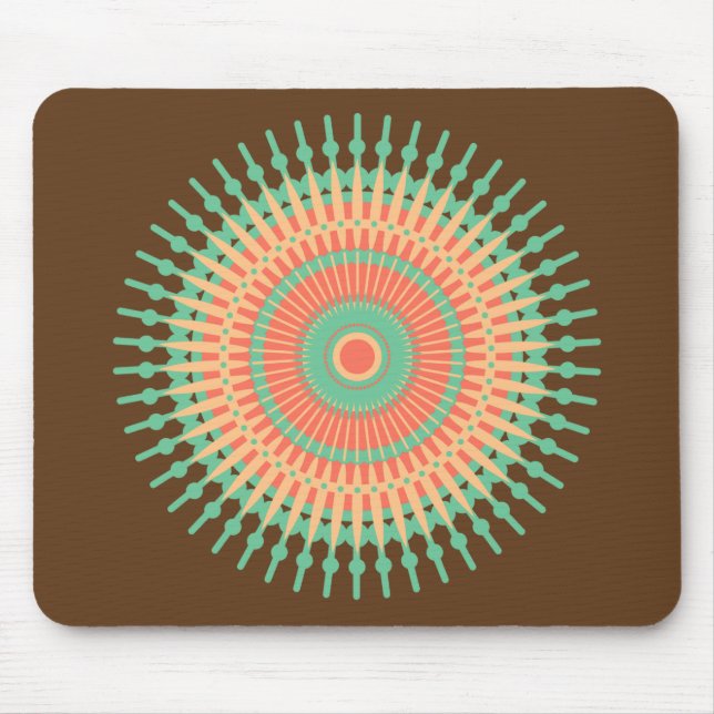 Tapis De Souris Mandala design vert, orange indienne (Devant)