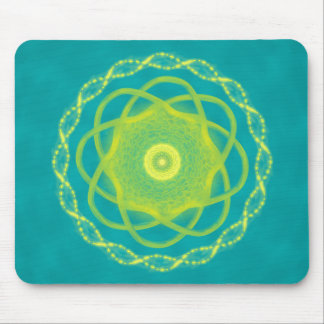 Tapis De Souris Mandala radiant - Dessin géométrique sarcelle et j