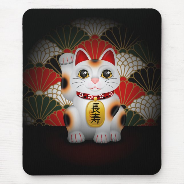 Tapis De Souris Maneki en céramique blanc Neko (Devant)