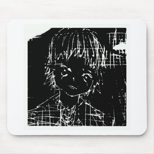 Tapis De Souris manga d'anime projet quotidien noir (Devant)