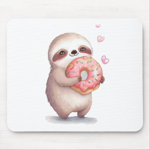 Tapis De Souris Manger des donuts comme un paresseux !