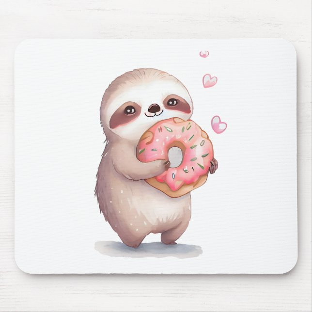 Tapis De Souris Manger des donuts comme un paresseux ! (Devant)
